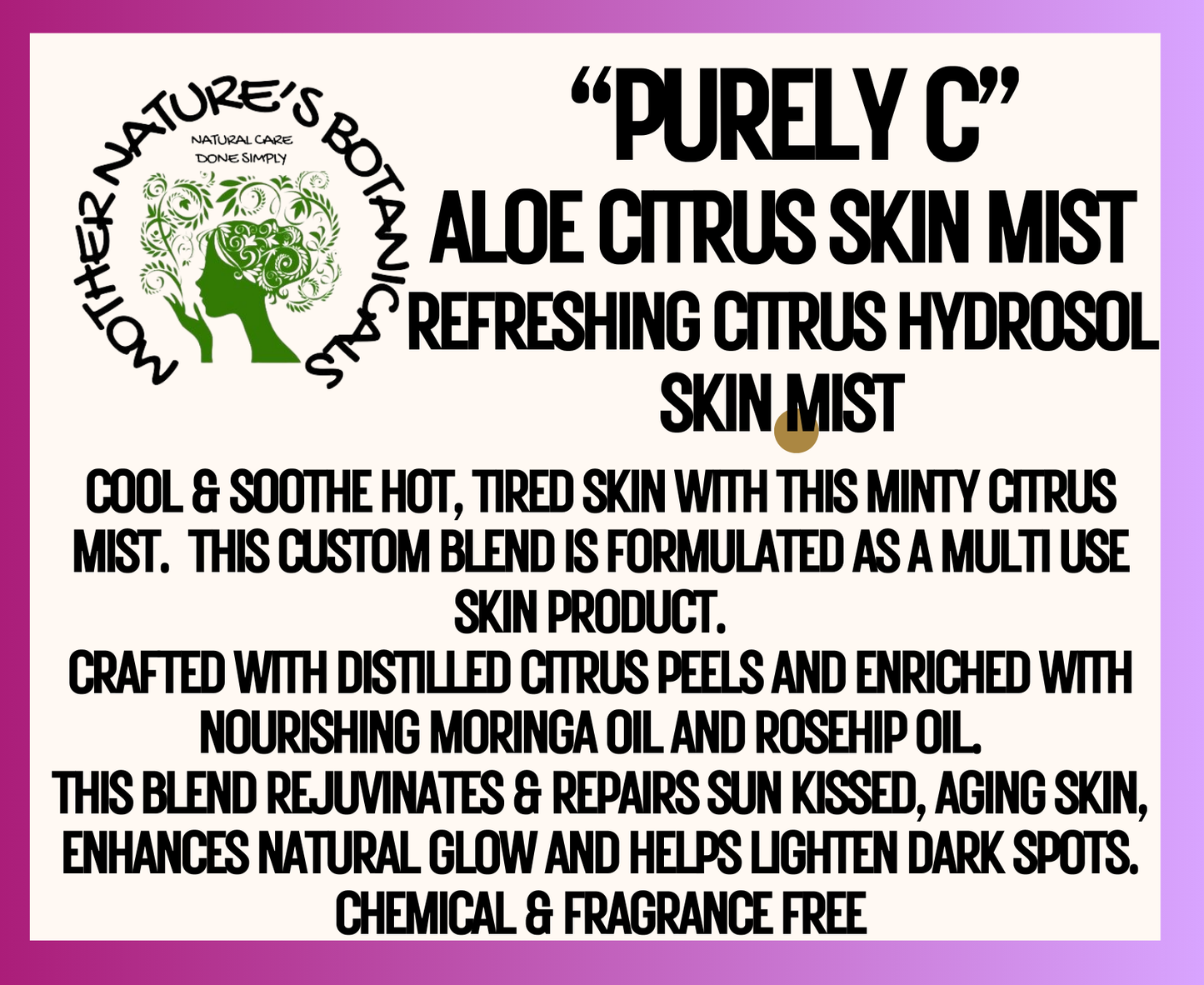 "Fresh Face" "Purely C" Aloe Citrus Skin Mist