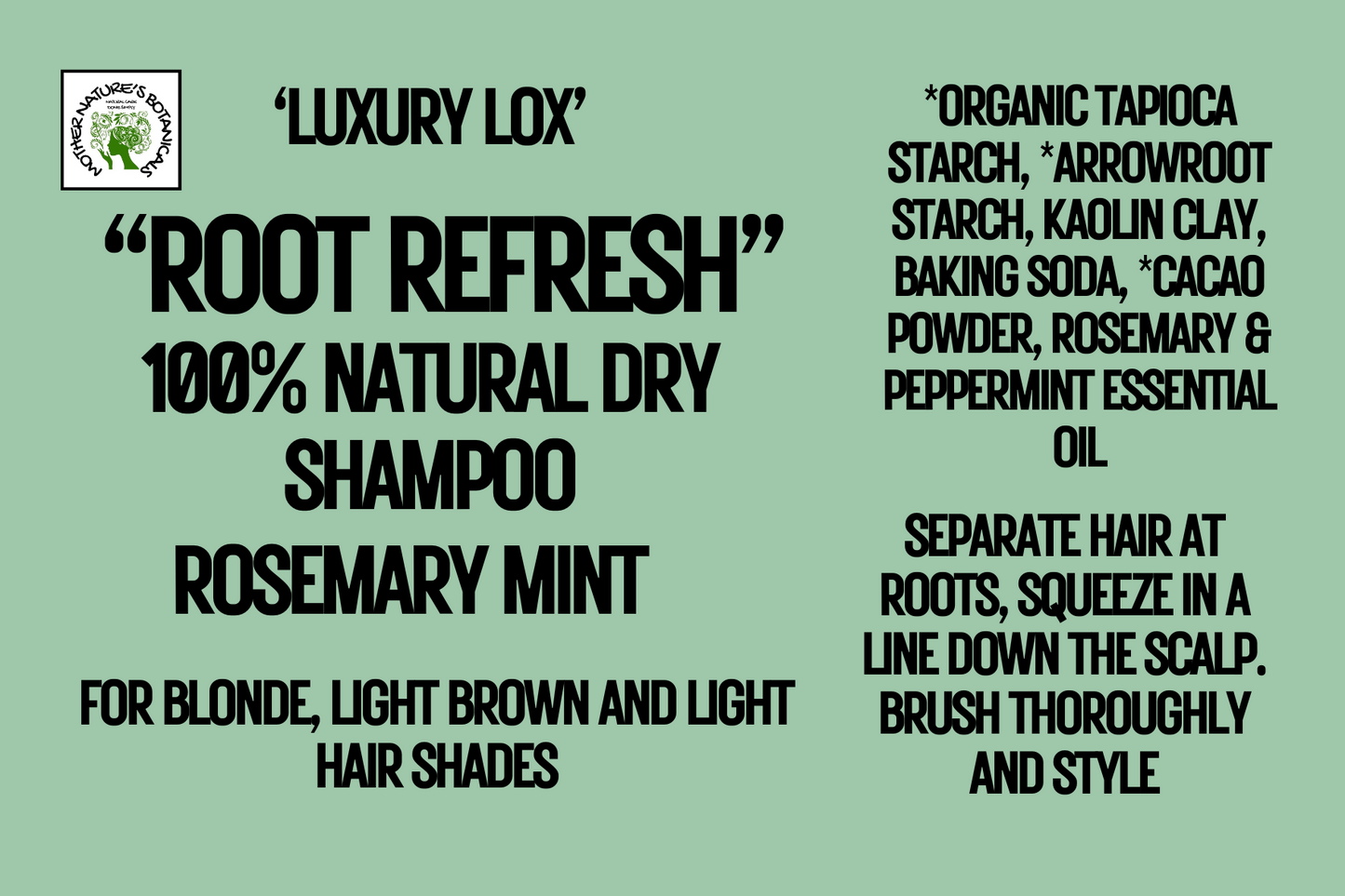 "LUXURY LOX" "ROOT REFRESH" Natural Dry Shampoo (3 shades)