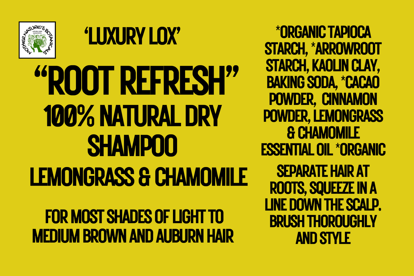 "LUXURY LOX" "ROOT REFRESH" Natural Dry Shampoo (3 shades)