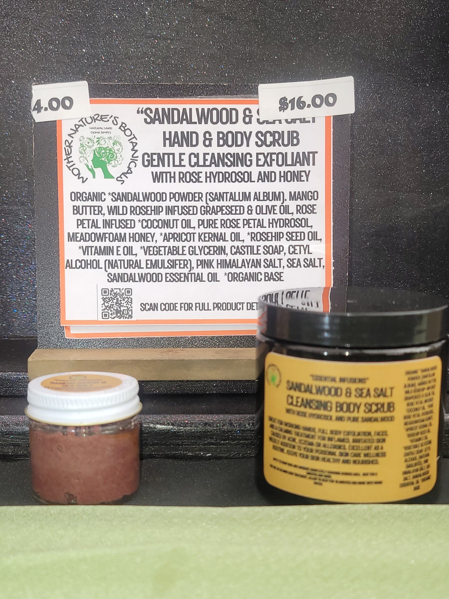 js "SANDALWOOD & SEA SALT" Gentle, Cleansing Hand & Body Scrub with Rose Hydrosol & Mango Butter